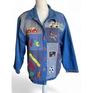 Vintage Keren Hart  Denim Button Jacket School Teacher  Retro Size Large